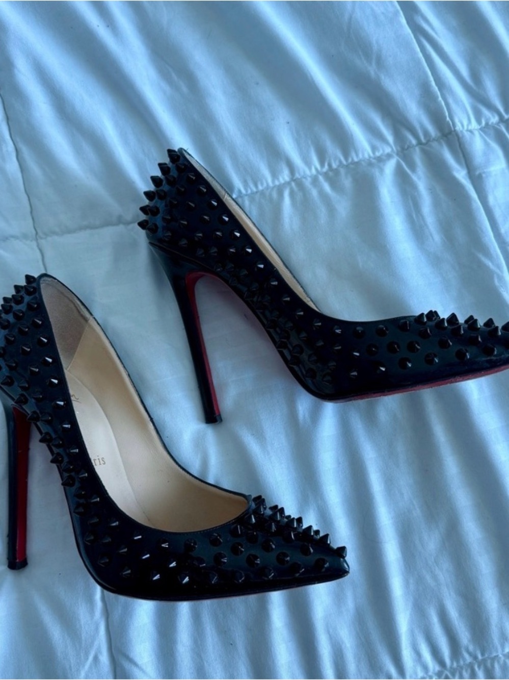 Christian Louboutin Black Studded Heels - Picture 2 of 7